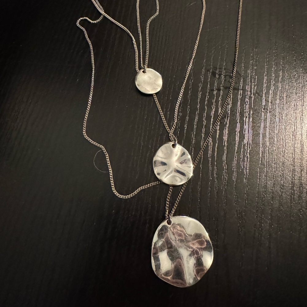 Chloe + Isabel Silver Three Row Pailette Pendant Necklace